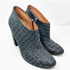 Women’s black suede Sigerson Morrison plaid ankle short casual heel boots Sz 10